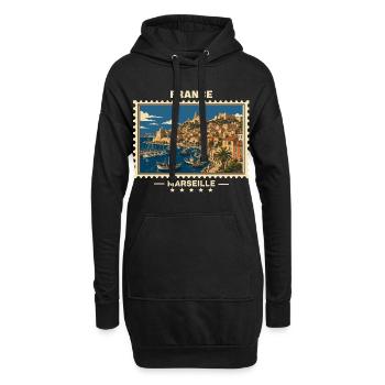 France Marseille Vintage Travel Brand - Sweat-shirt à capuche long Femme - noir - Devant