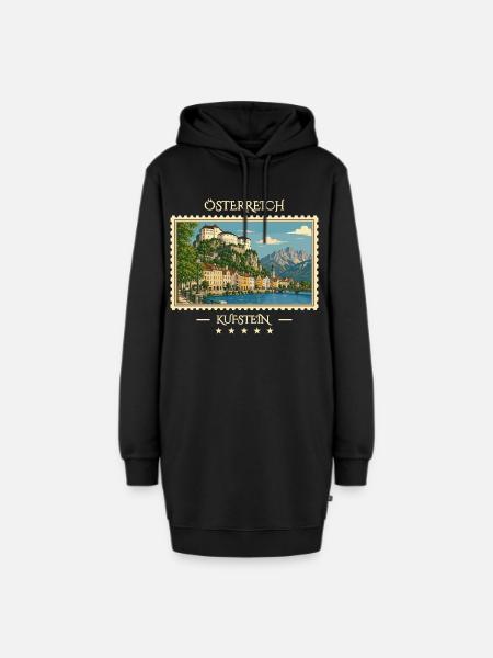 Österreich Kufstein Vintage Reisemarke - Hoodie-Kleid - Schwarz