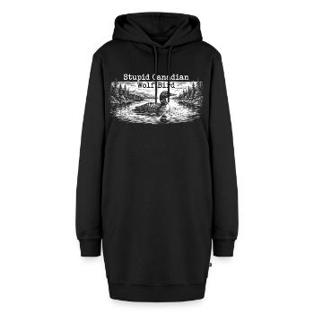 Stupid Canadian Wolf Bird Funny Loon Humor - Hoodie-Kleid - Schwarz - Vorne - AI Model Female 172 light (172cm)