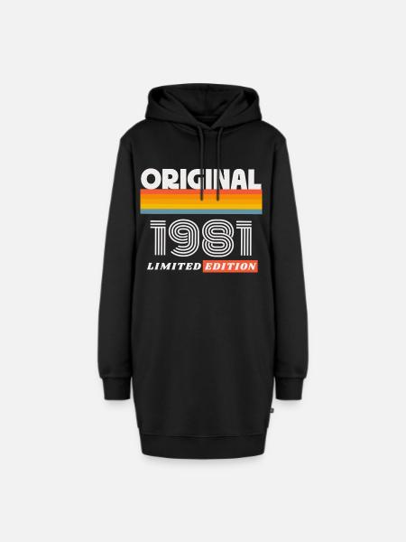 1981 Original Geburtstag Retro Vintage 80er Spruch - Hoodie-Kleid - Schwarz