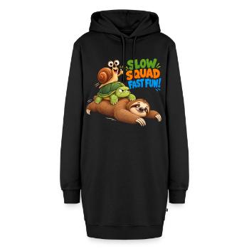 Slow Squad Fast Fun - Funny Slow Animals - Hoodie-Kleid - Schwarz - Vorne - AI Model Female 172 light (172cm)