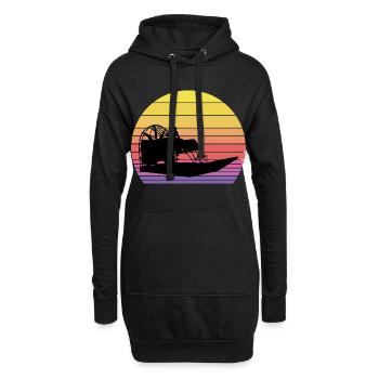 Vintage Rétro Airboat Fanboat Airboating Planeboat - Sweat-shirt à capuche long Femme - noir - Devant
