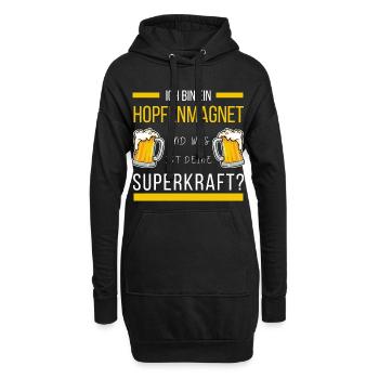 Hopfenmagnet Biertrinker Spruch und Bierliebhaber - Hoodie-Kleid - Schwarz - Vorne