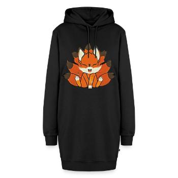 Manga Kitsune Renard Anime Kumiho Masque Manga Otaku - Sweat-shirt à capuche long Femme - noir - Devant