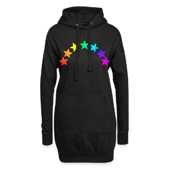bunte Sterne - Regenbogen Farbverlauf - Hoodie-Kleid - Schwarz - Vorne