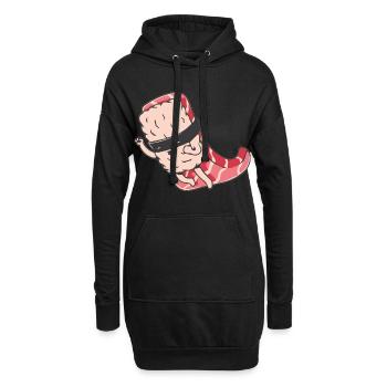 Sushi Superheld Illustration Geschenk - Hoodie-Kleid - Schwarz - Vorne