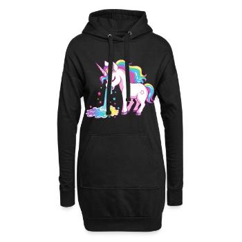 Einhorn Kotzt Regenbogen Bunt Farbenfroh Lustig - Hoodie-Kleid - Schwarz - Vorne