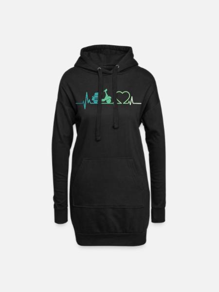 Heartbeat Roller Motor Roller - Hoodie-Kleid - Schwarz