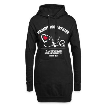 Krankenschwester Superheldin Beruf Medizin - Hoodie-Kleid - Schwarz - Vorne