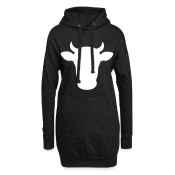 kuh kopf rind - Hoodie-Kleid - Schwarz - Vorne