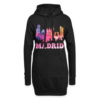 Madrid Espagne City Skyline Splash Vacances colorées - Sweat-shirt à capuche long Femme - noir - Devant