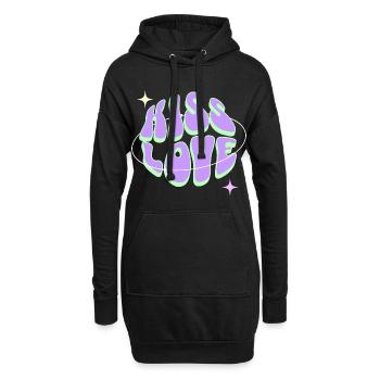 KISS LOVE - Retro Liebe - Hoodie-Kleid - Schwarz - Vorne