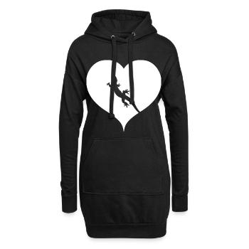 Lézard reptile cadeau coeur gecko - Sweat-shirt à capuche long Femme - noir - Devant