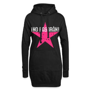 122 No Pasaran Spruch Stern - Hoodie-Kleid - Schwarz - Vorne