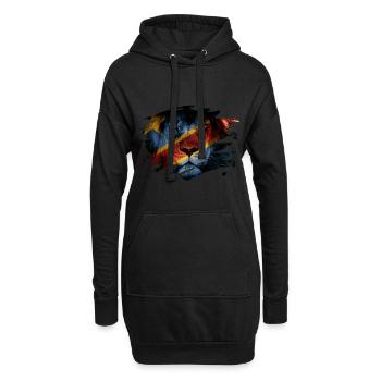 Drapeau de la RD Congo et photo de lion d'Afrique - Sweat-shirt à capuche long Femme - noir - Devant