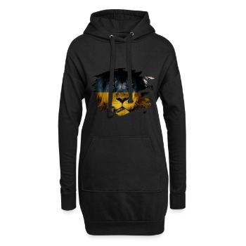 Drapeau de l'Ukraine et photo de lion d'Afrique - Sweat-shirt à capuche long Femme - noir - Devant