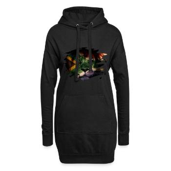 Drapeau d'Afrique du Sud et photo de lion d'Afrique - Sweat-shirt à capuche long Femme - noir - Devant