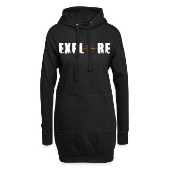 Explore Motiv mit einem Kompass - Hoodie-Kleid - Schwarz - Vorne