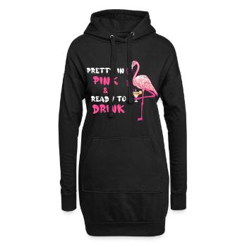Flamingo Pretty In Pink And Ready To Drink - Hoodie-Kleid - Schwarz - Vorne