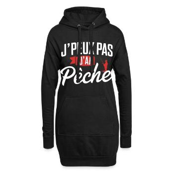 J'peux Pas, J'ai Pêche - Sweat-shirt à capuche long Femme - noir - Devant