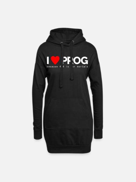 I Love Prog - Hoodie-Kleid - Schwarz