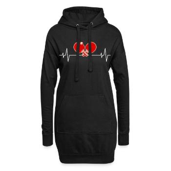 Ping Pong Master Tischtennis Paddel Herzschlag - Hoodie-Kleid - Schwarz - Vorne