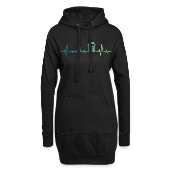 chauffeur routier battement de coeur camion  - Sweat-shirt à capuche long Femme - noir - Devant