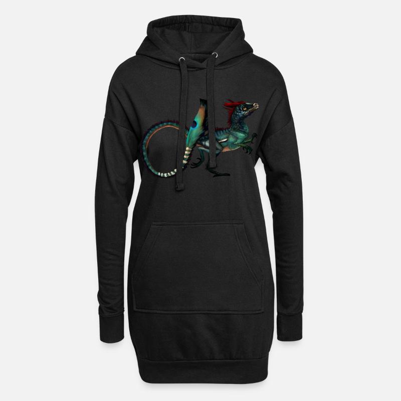 Dinosaurier - Hoodie-Kleid - Schwarz