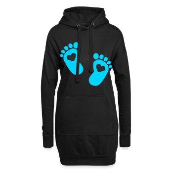 Bébé doux bébé coeur parents Enceinte pieds bébé - Sweat-shirt à capuche long Femme - noir - Devant
