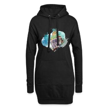 Düsseldorf Deutschland Stadt Skyline Splash Bunt - Hoodie-Kleid - Schwarz - Vorne