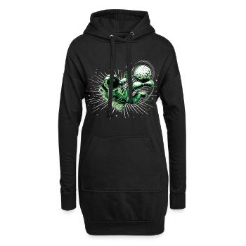 Fußball Astronaut - Hoodie-Kleid - Schwarz - Vorne