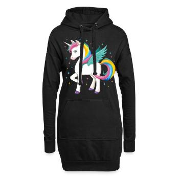 Licorne Licorne Star Gift - Sweat-shirt à capuche long Femme - noir - Devant
