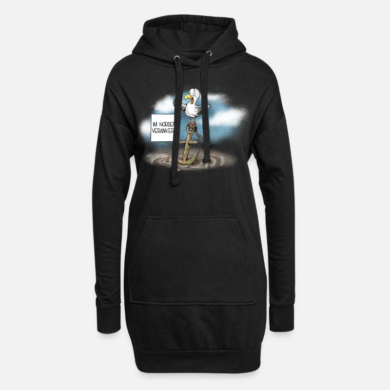 Möwe - Hoodie-Kleid - Schwarz
