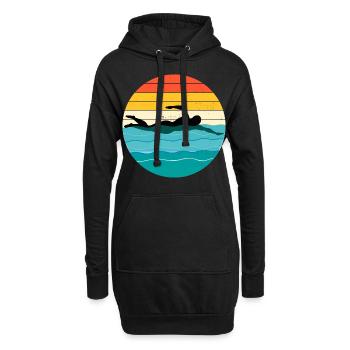 Natation Équipe De Natation Nageur Athlète Vintage Rétro - Sweat-shirt à capuche long Femme - noir - Devant