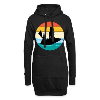 Bodyboarding Bodyboarder Wassersport Vintage Retro - Hoodie-Kleid - Schwarz - Vorne