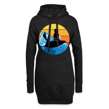 Bodyboarding Bodyboarder Wassersport Vintage Retro - Hoodie-Kleid - Schwarz - Vorne