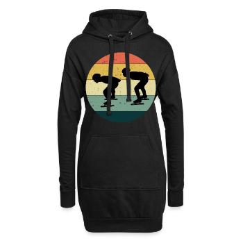 Eisschnelllauf Eisschnelllauf Schlittschuhrennen Vintage Retro - Hoodie-Kleid - Schwarz - Vorne