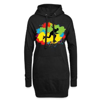 Eisschnelllauf Schlittschuh Schlittschuh Aquarell - Hoodie-Kleid - Schwarz - Vorne