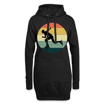 Patinage de vitesse Patineur sur glace Skate Vintage Retro - Sweat-shirt à capuche long Femme - noir - Devant