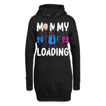 Mama loading 2023, werdende Mutter 2023 - Hoodie-Kleid - Schwarz - Vorne