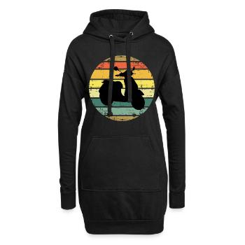 Roller Fahrer Roller Motorrad Vintage Retro - Hoodie-Kleid - Schwarz - Vorne