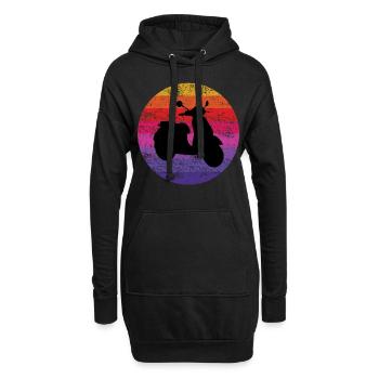 Roller Fahrer Roller Motorrad Vintage Retro - Hoodie-Kleid - Schwarz - Vorne