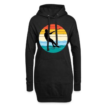 Barfuß Skifahren Wassersport Vintage Retro - Hoodie-Kleid - Schwarz - Vorne