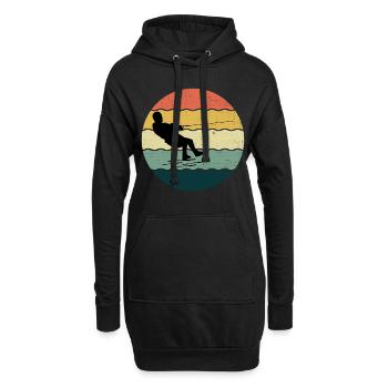 Barfuß Skifahren Wassersport Vintage Retro Sonnenuntergang - Hoodie-Kleid - Schwarz - Vorne