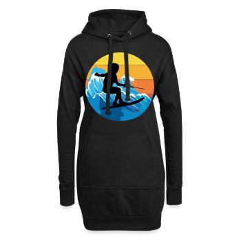 Vintage Retro Wasserski Ski Wassersport - Hoodie-Kleid - Schwarz - Vorne