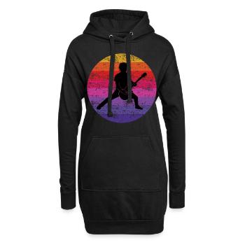 Basse Guitariste Musicien Bassiste Vintage Retro - Sweat-shirt à capuche long Femme - noir - Devant