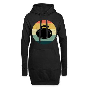 Curling Balai Hiver Sport de Glace Rétro Vintage - Sweat-shirt à capuche long Femme - noir - Devant