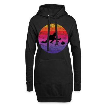 Stone Curling Wintersport 80er Jahre Stil Retro Vintage - Hoodie-Kleid - Schwarz - Vorne