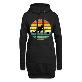 Stone Curling Wintersport 80er Jahre Stil Retro Vintage - Hoodie-Kleid - Schwarz - Vorne