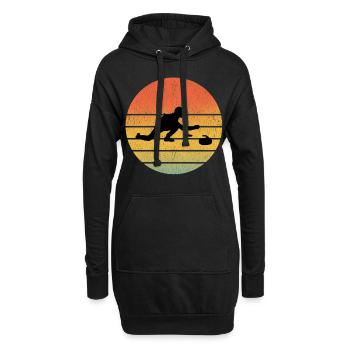 Stone Curling Wintersport 80er Jahre Stil Retro Vintage - Hoodie-Kleid - Schwarz - Vorne